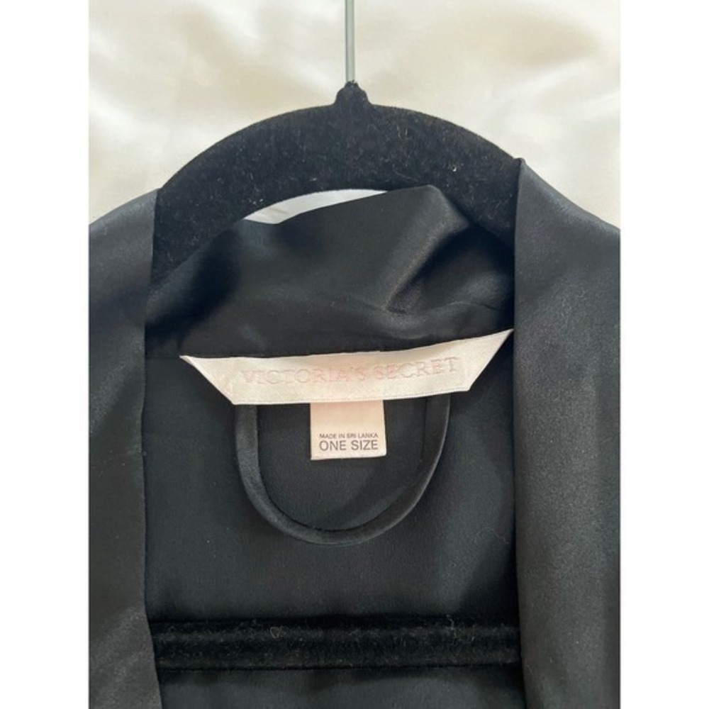 Vtg Victoria's Secret Gold Label Slip Dress Sz M Robe Set Black Satin Lace - Picture 10 of 12